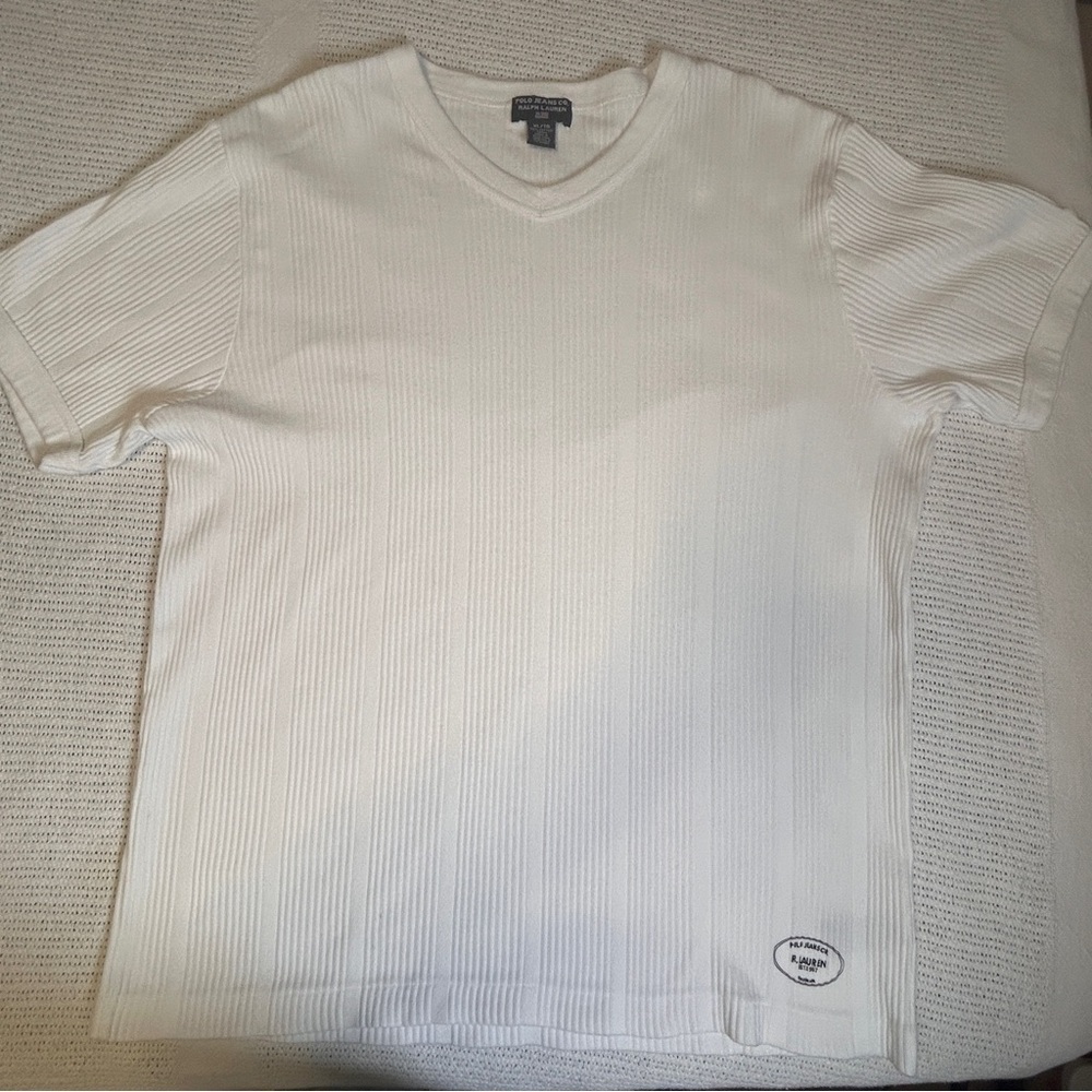 Vtg Ralph Lauren Polo Jeans co. Men’s Size XL White Ribbed Knit Top